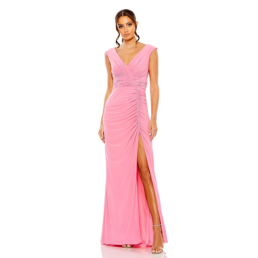 NWT! Mac Duggal Ruched Slit Sleeveless Gown in‎ Pink SIZE-4